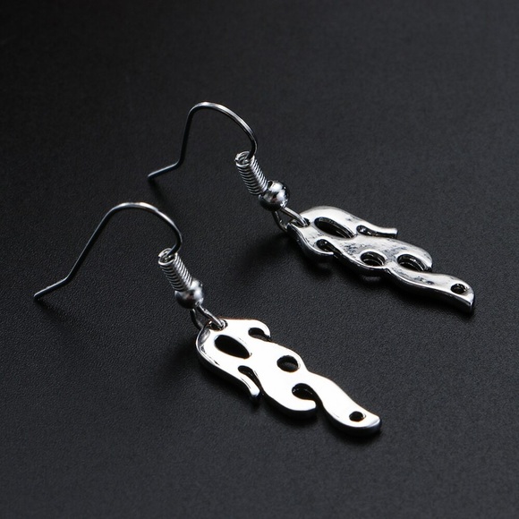 Any 4/$25! Shiny Silver Flame Dangle Earrings - Picture 7 of 9